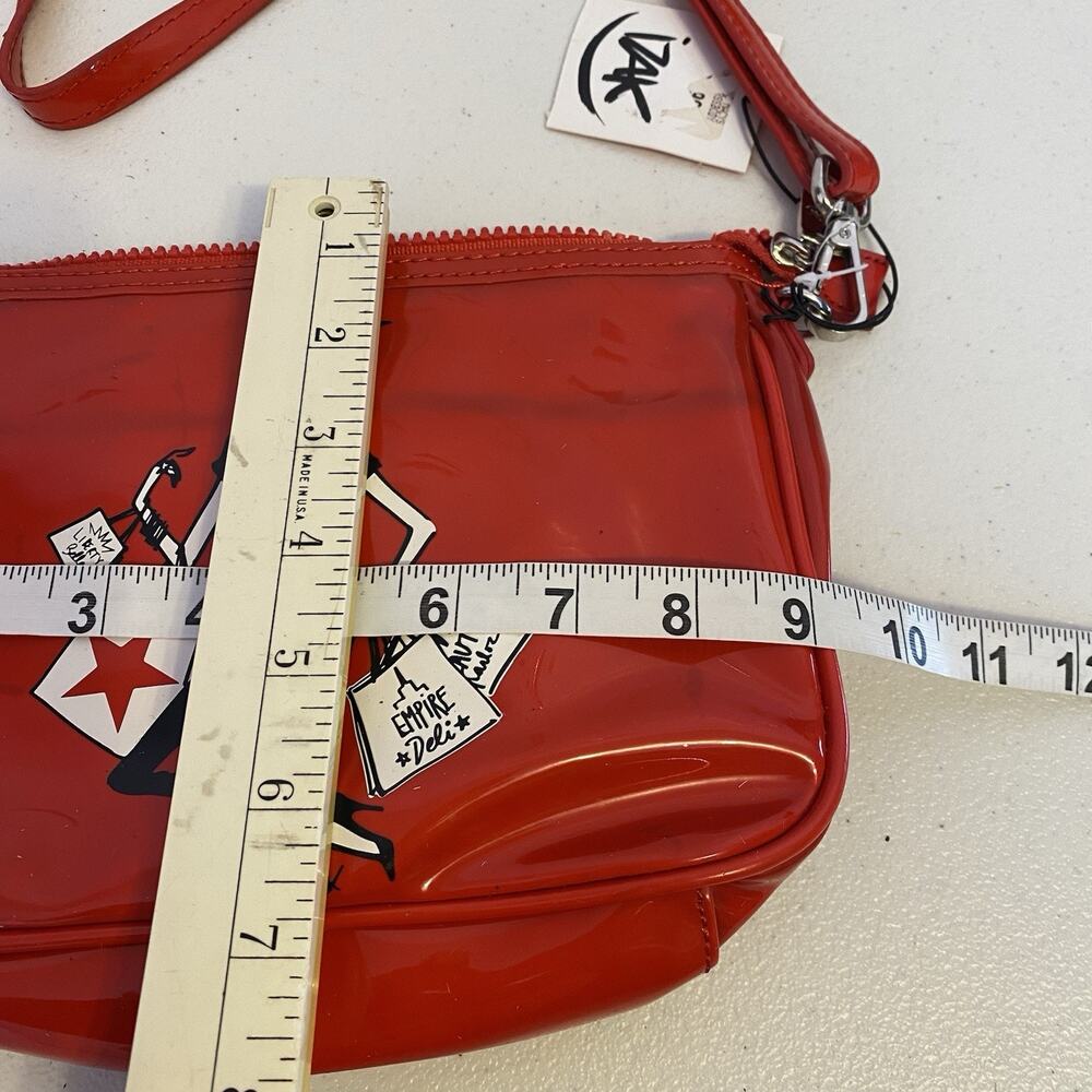 Vintage Women Small Crossbody Purse Hot Red Izak NYC Shoppers Detachable Strap - Picture 2 of 5